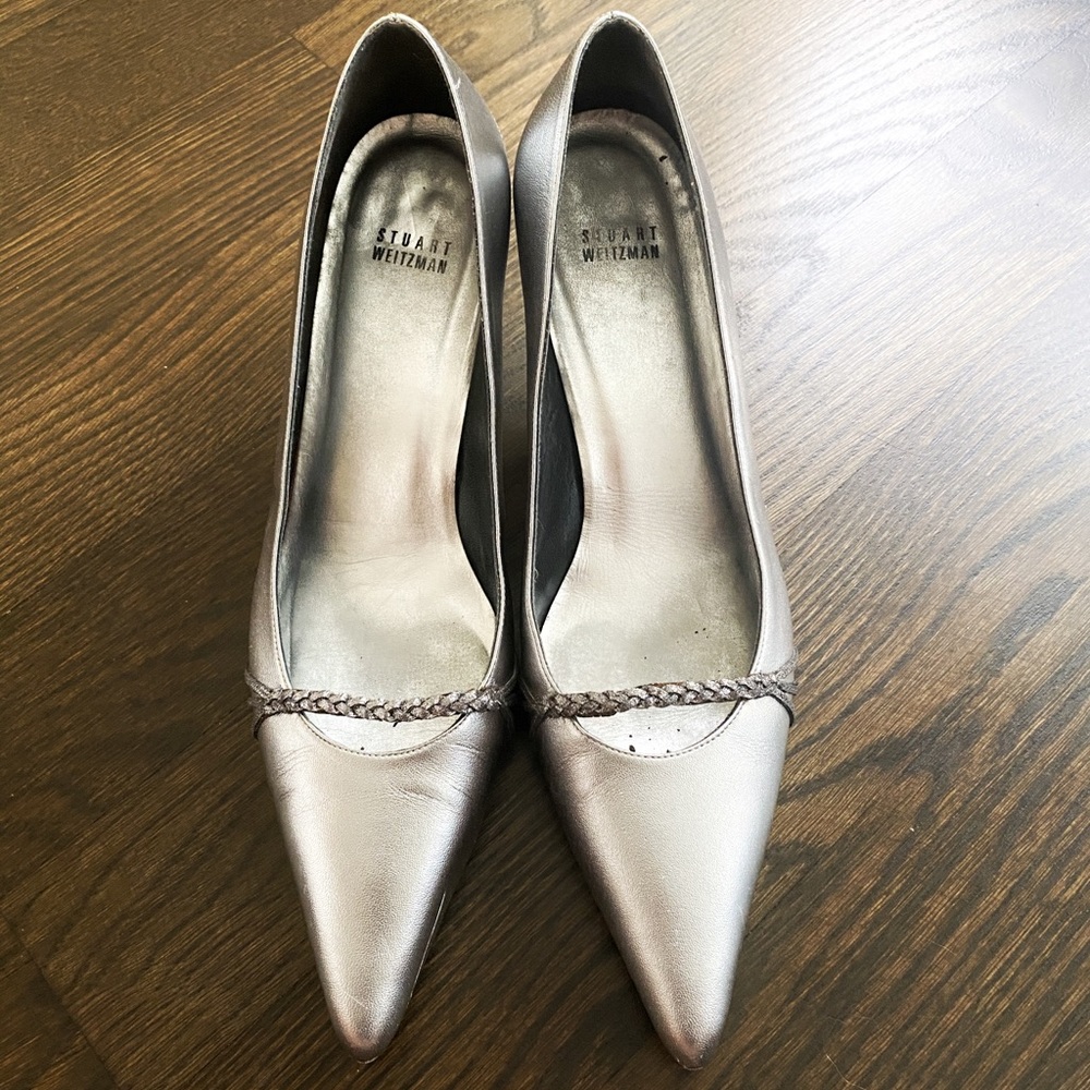Stuart Weitzman Leather Pointed-Toe Pumps